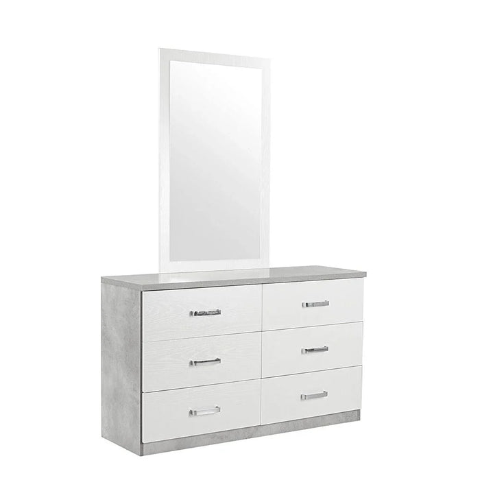 Allano Dresser with Mirror - Cement /White - With 2-Year Warranty