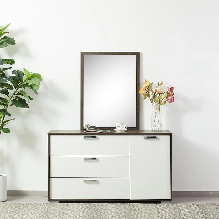 Thomas Dresser with Mirror - White/Walnut