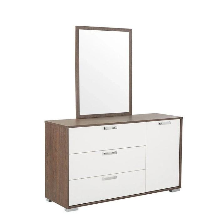 Thomas Dresser with Mirror - White/Walnut