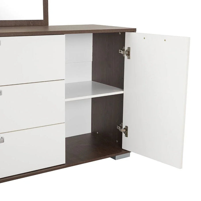 Thomas Dresser with Mirror - White/Walnut