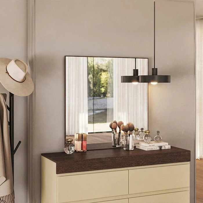 Bellano Dresser With Mirror + Hidden Storage - Taupe/Wenge