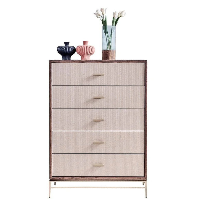 Atlanta Chest of 5 Drawers - Walnut/Beige