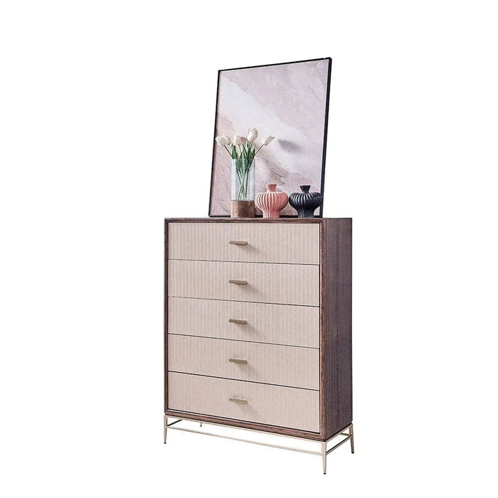 Atlanta Chest of 5 Drawers - Walnut/Beige