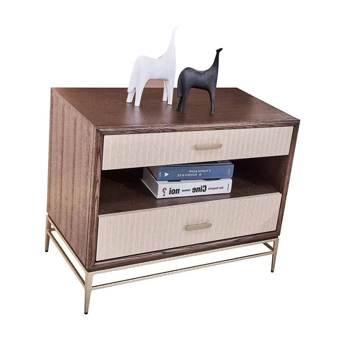 Atlanta 2 Drawer Night Stand - Walnut/Beige