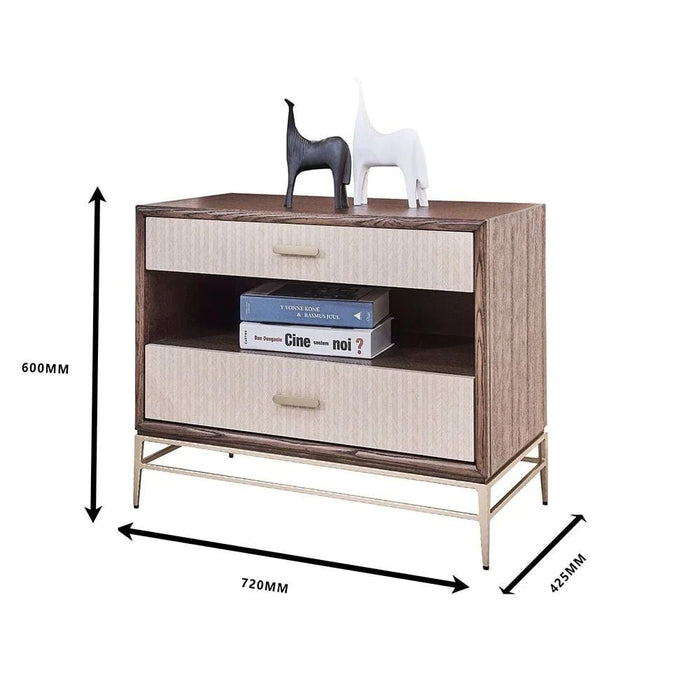 Atlanta 2 Drawer Night Stand - Walnut/Beige