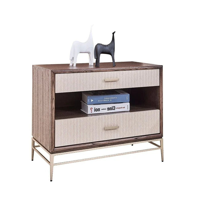 Atlanta 2 Drawer Night Stand - Walnut/Beige