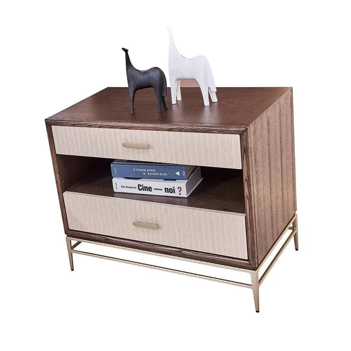 Atlanta 2 Drawer Night Stand - Walnut/Beige