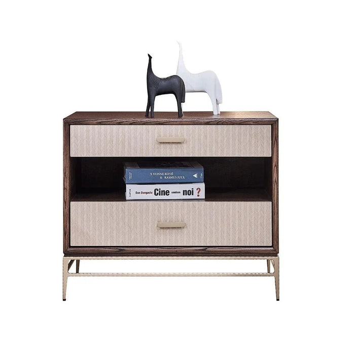 Atlanta 2 Drawer Night Stand - Walnut/Beige