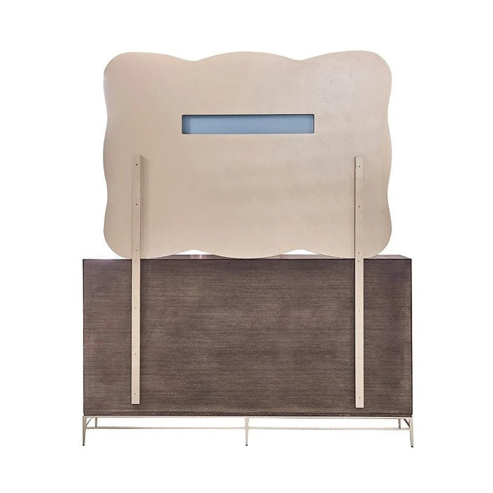 Atlanta 6 Drawer Dresser with Mirror & Stool - Walnut/Beige