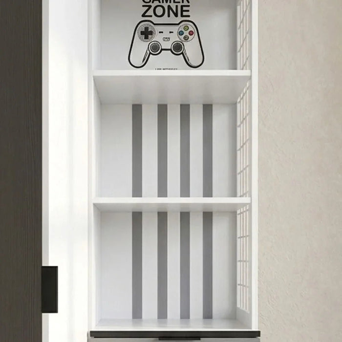 Gamerzone 2Door Wardrobe With 3Drawers -White & Grey