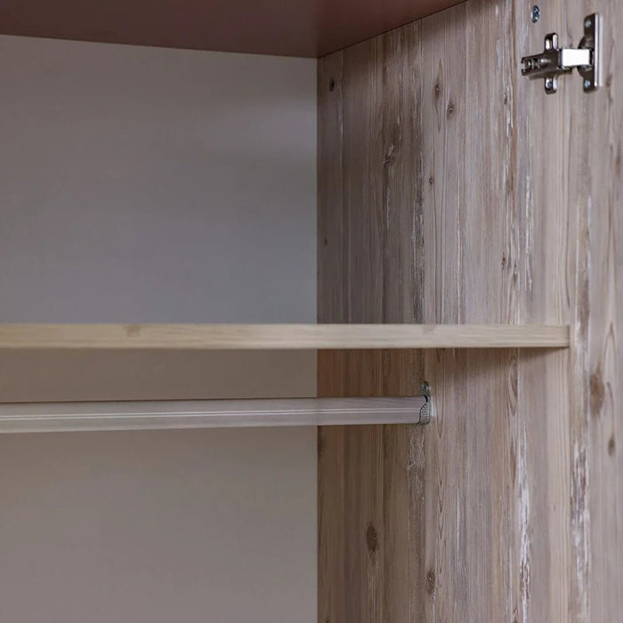 Bliss 3-Door Wardrobe with 2 Drawers & Mirror - Oak & Pink - With 5-Year Warranty