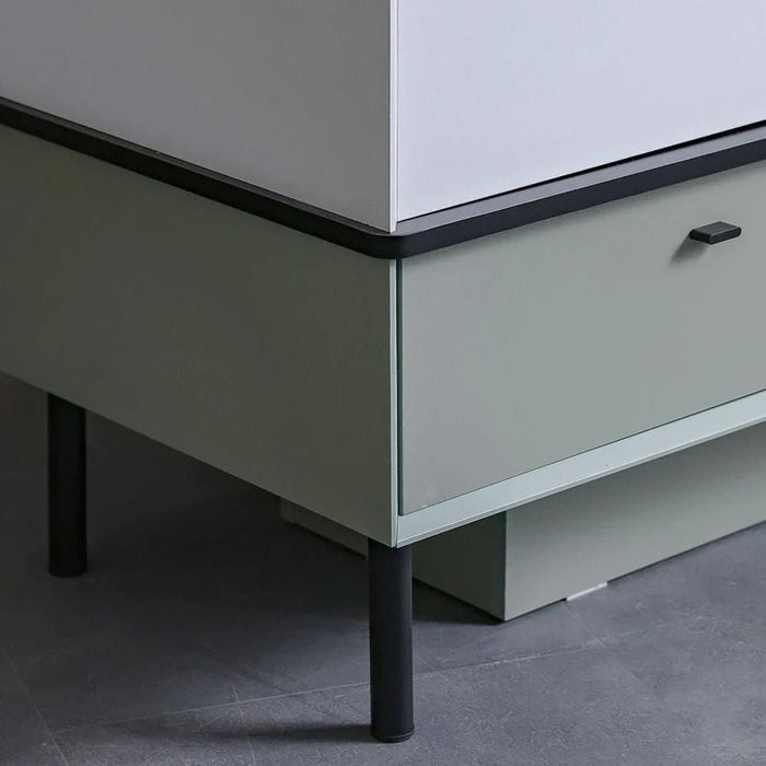 Petra 3Door Wardrobe With 2Drawers & 1Mirror-White & Grey