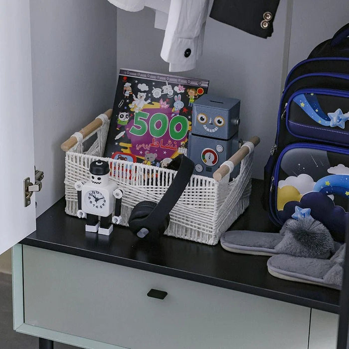 Petra 3Door Wardrobe With 2Drawers & 1Mirror-White & Grey
