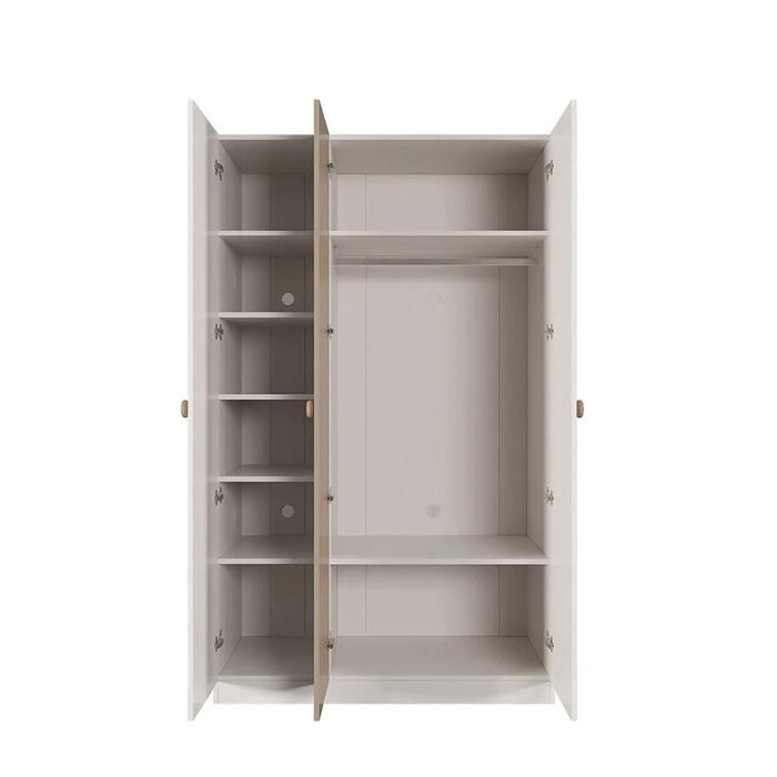Caramel 3-Door Wardrobe with 1 Mirror - White/Brown - With 5-Year Warranty