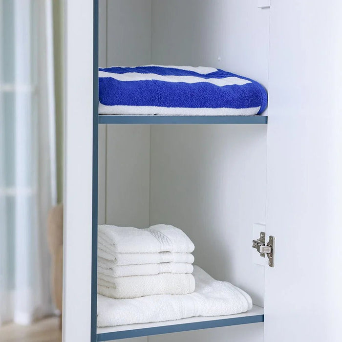 Knight 3-Door Wardrobe with 1 Mirror - White/Teal Blue - With 5-Year Warranty