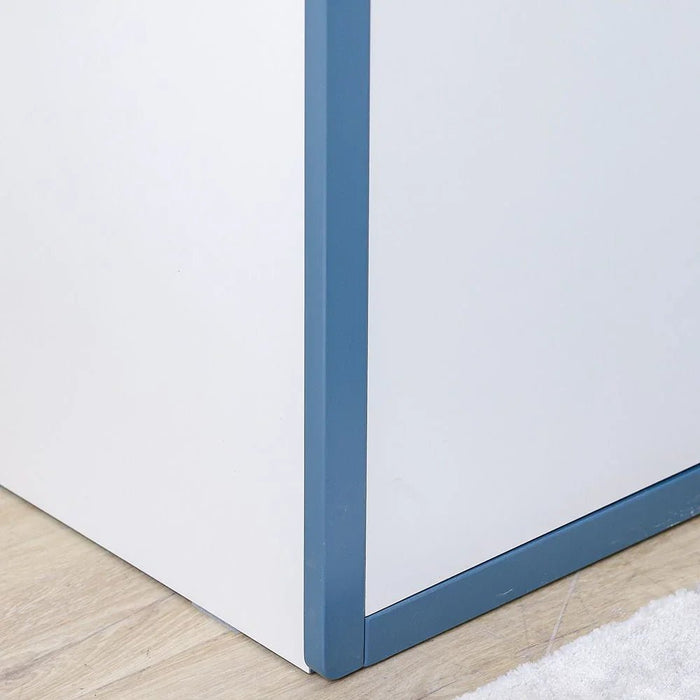 Knight 3-Door Wardrobe with 1 Mirror - White/Teal Blue - With 5-Year Warranty