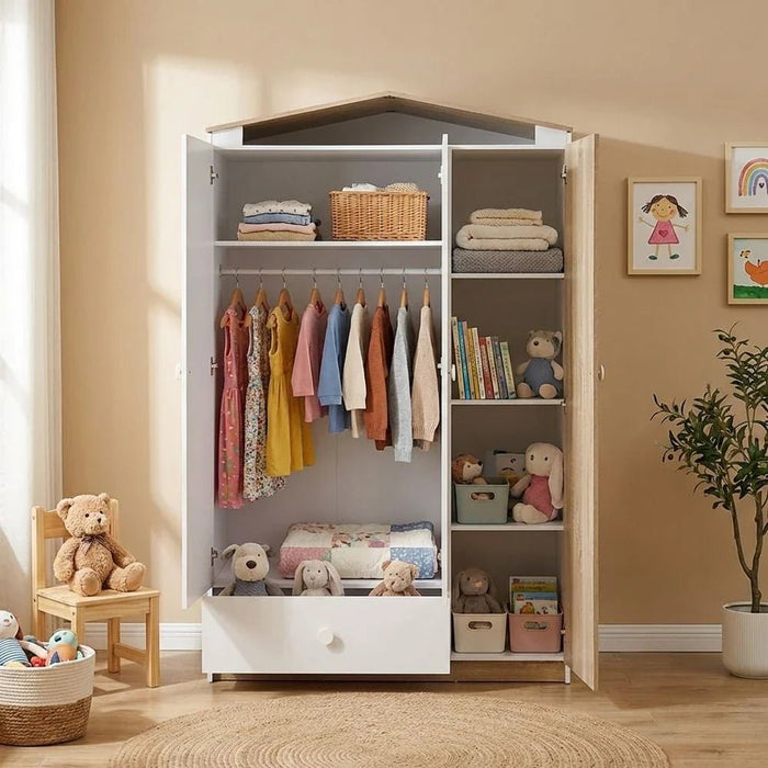 Stanley 3-Door Wardrobe with 1 Drawer - Sonoma Oak & White - With 2-Year Warranty