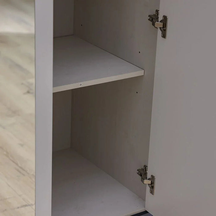 Blocks 3Doors Wardrobe With 3 Drawers & 1 Mirror-Grey & Red+Blue