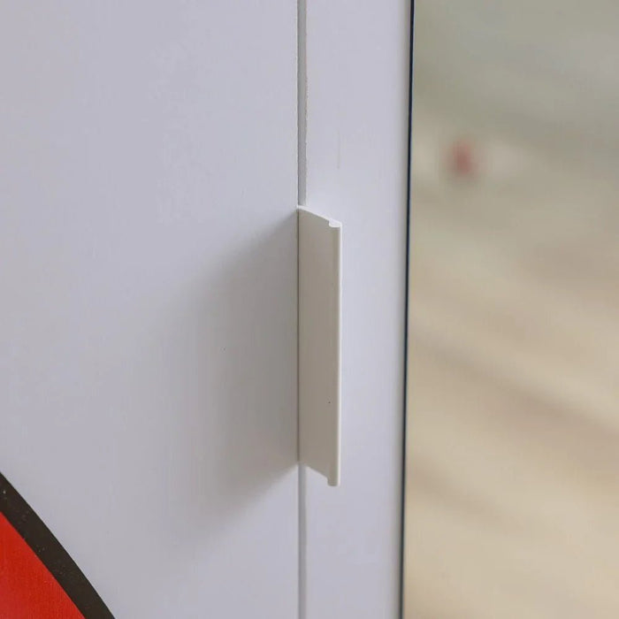 Blocks 3Doors Wardrobe With 3 Drawers & 1 Mirror-Grey & Red+Blue