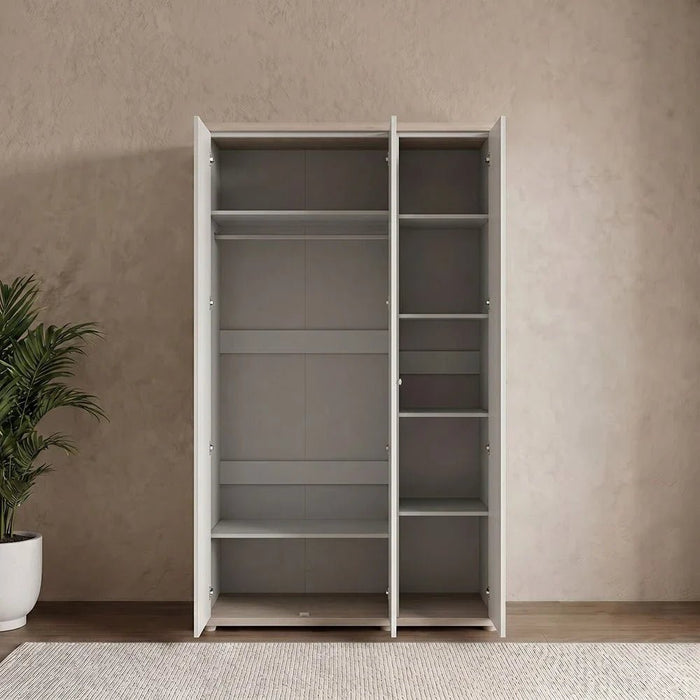 Swiss 3-Door Wardrobe with 1 Mirror - Light Oak/White - With 2-Year Warranty