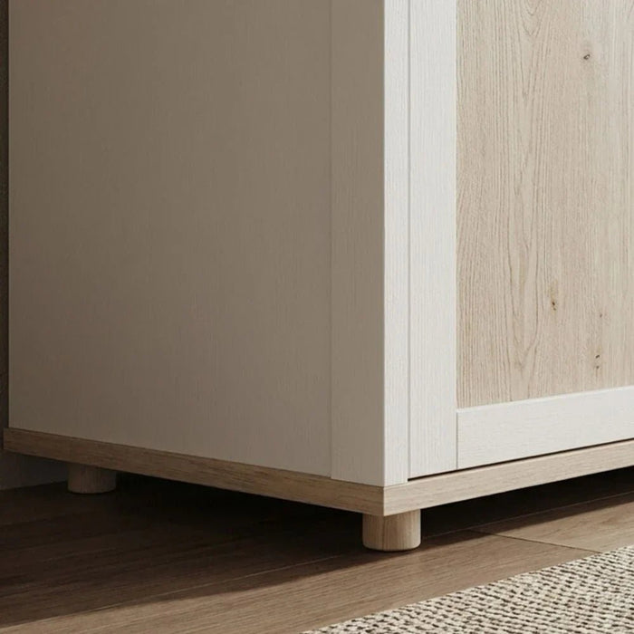 Swiss 3-Door Wardrobe with 1 Mirror - Light Oak/White - With 2-Year Warranty