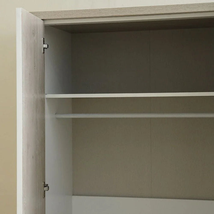 Swiss 3-Door Wardrobe with 1 Mirror - Light Oak/White - With 2-Year Warranty