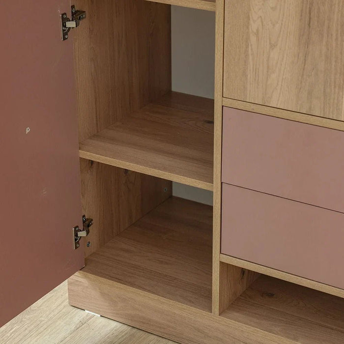 Bella 3-Door Wardrobe - Pink & Oak - With 2-Year Warranty