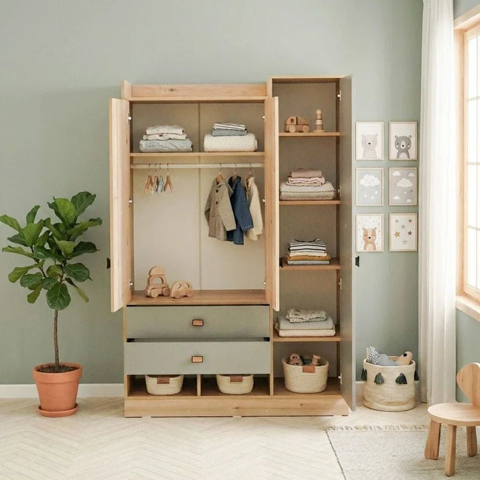Bella 3 Door Wardrobe-Grey & Oak