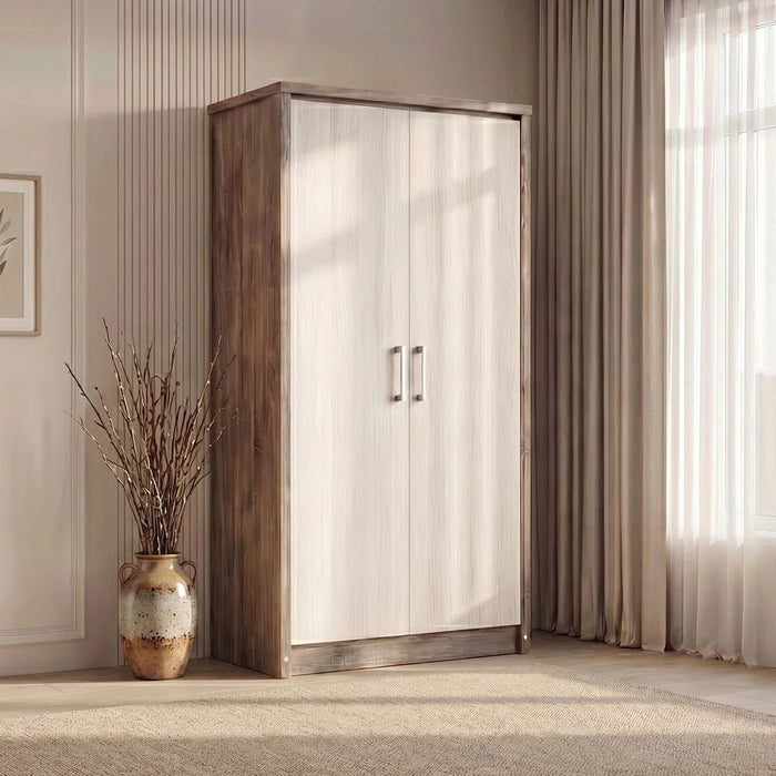 Calino 2 Door Wardrobe-Sonoma Oak & Light Oak