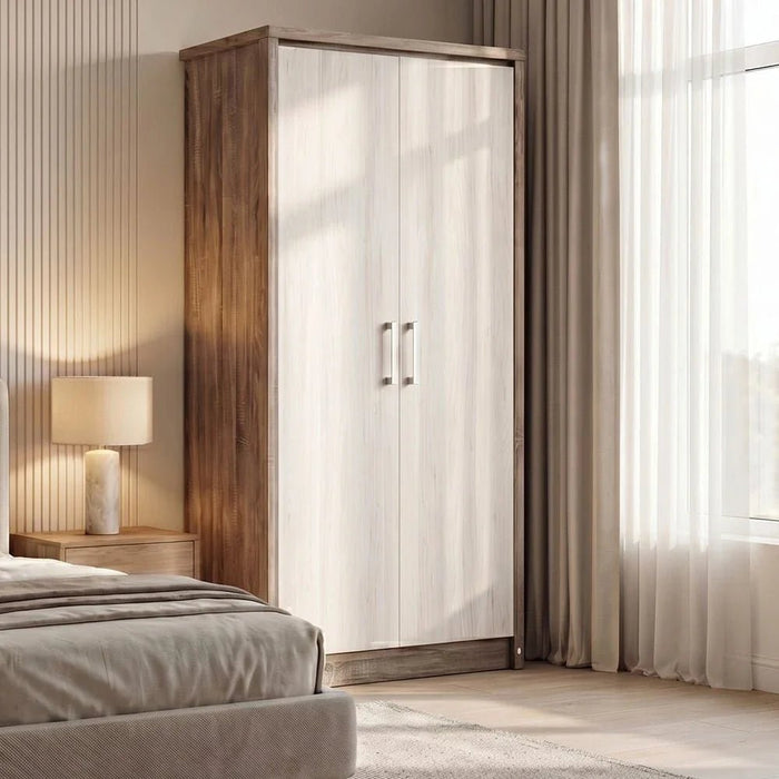 Calino 2 Door Wardrobe-Sonoma Oak & Light Oak
