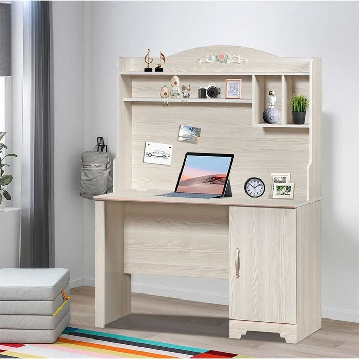 Ariana Study Desk With Hutch-Light Oak