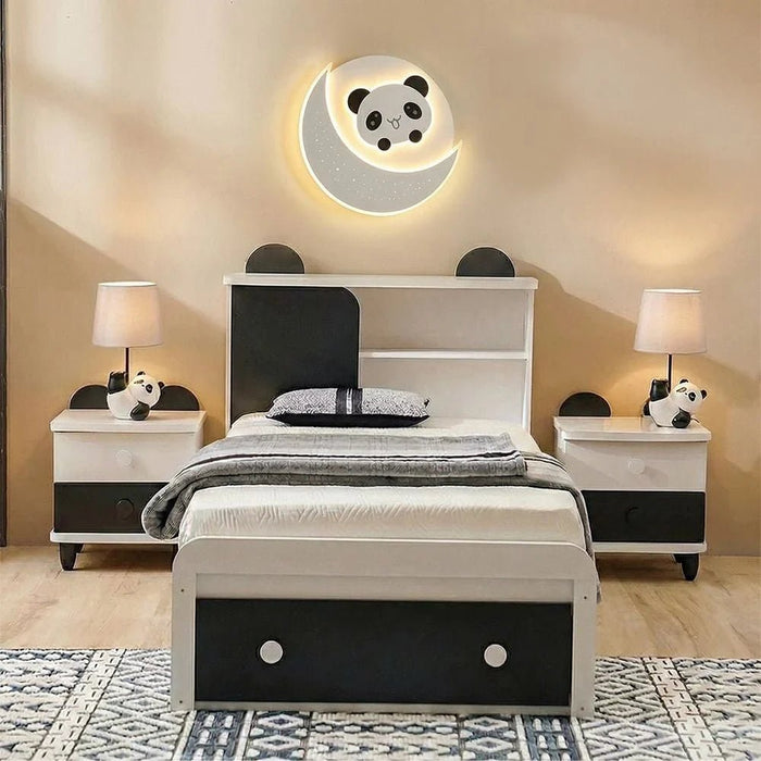 Panda 2 Drawers Nighstand-White & Black