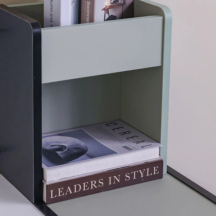 Petra 1Drawer & 1Door Study Desk With Hutch-White & Grey