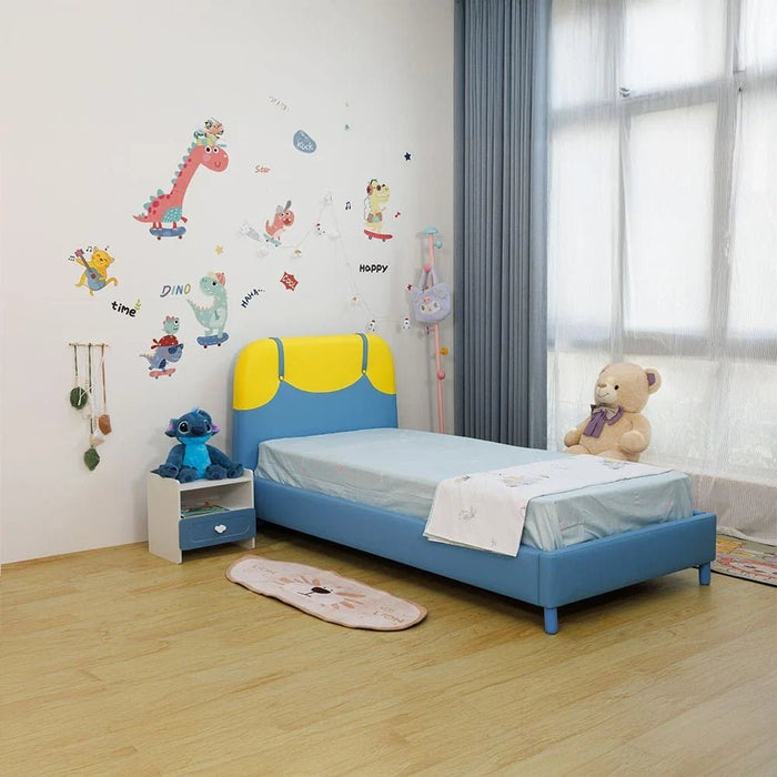Bello 90x200 Upholstered Kids Bed - Blue & Yellow - With 2-Year Warranty