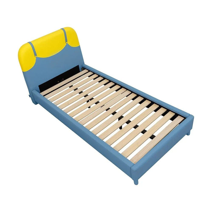 Bello 90x200 Upholstered Kids Bed - Blue & Yellow - With 2-Year Warranty