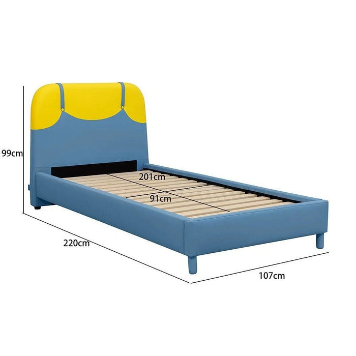 Bello 90x200 Upholstered Kids Bed - Blue & Yellow - With 2-Year Warranty