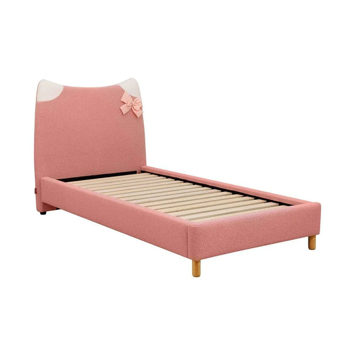 Kitty 90x200 Upholstered Kids Bed - Light Pink - With 2-Year Warranty