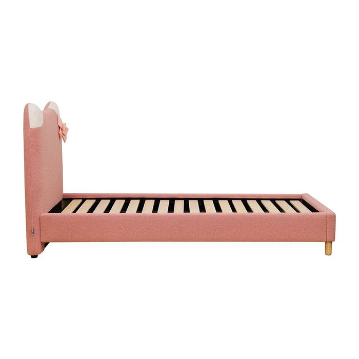 Kitty 90x200 Upholstered Kids Bed - Light Pink - With 2-Year Warranty