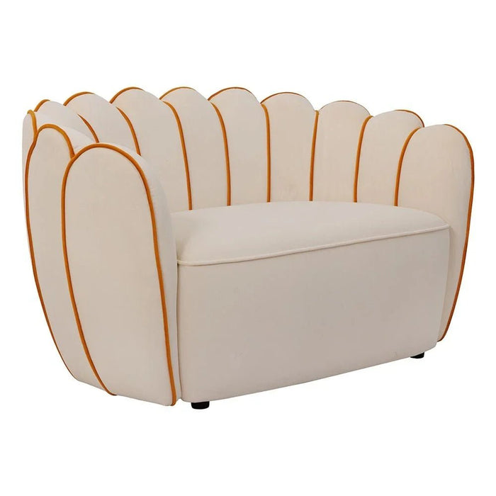 Petal 2 Seater Velvet Kids Sofa-Light Beige & Peach