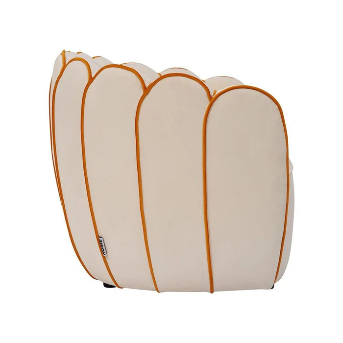 Petal 2 Seater Velvet Kids Sofa-Light Beige & Peach