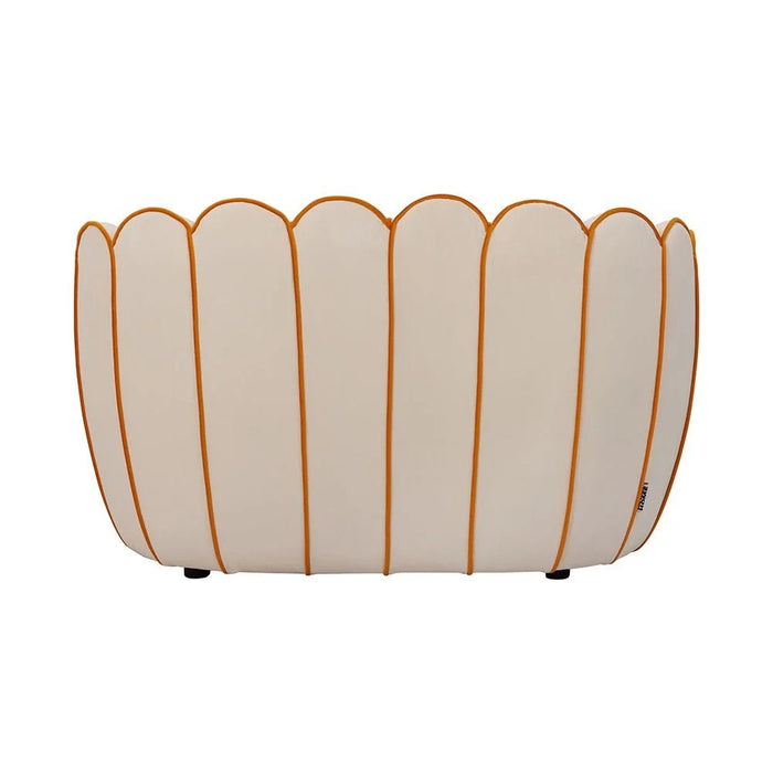Petal 2 Seater Velvet Kids Sofa-Light Beige & Peach