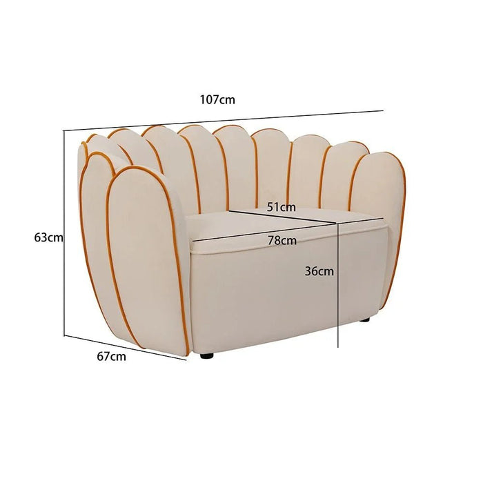Petal 2 Seater Velvet Kids Sofa-Light Beige & Peach