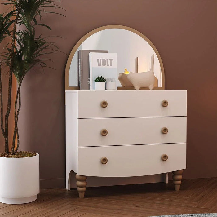 Caramel 3-Drawer Dresser with Mirror - White/Brown - With 5-Year Warranty
