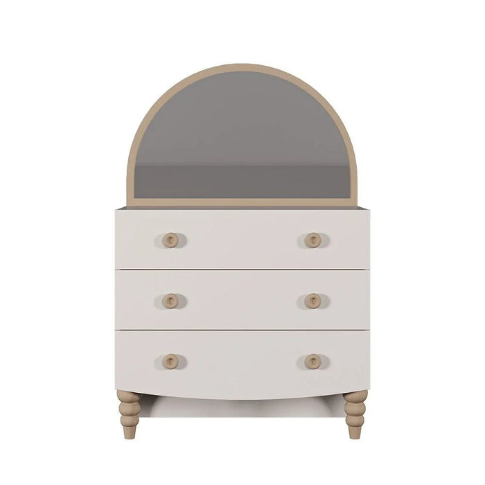 Caramel 3-Drawer Dresser with Mirror - White/Brown - With 5-Year Warranty