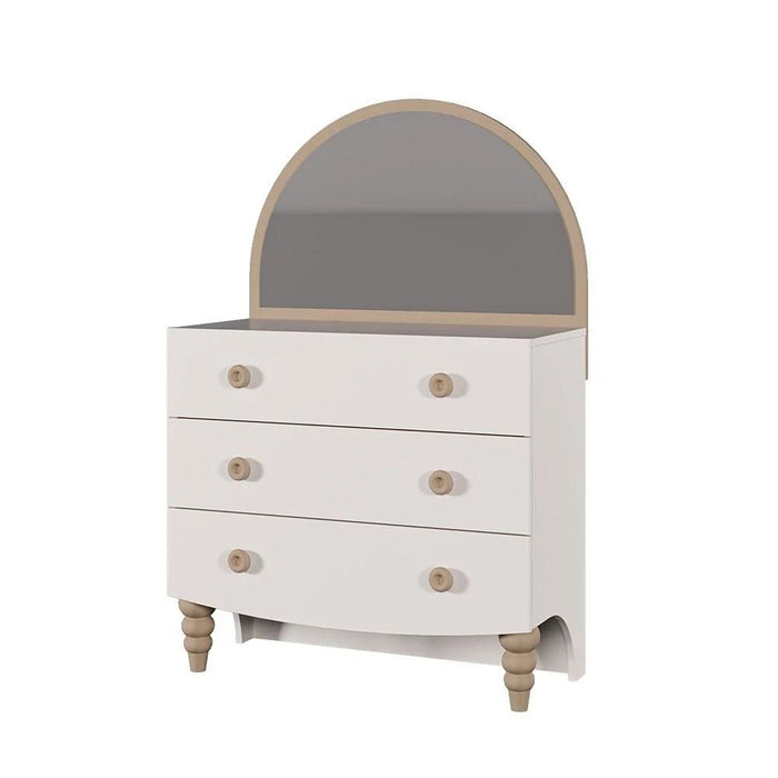Caramel 3-Drawer Dresser with Mirror - White/Brown - With 5-Year Warranty