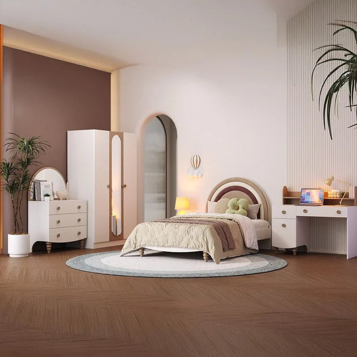 Caramel 3-Drawer Dresser with Mirror - White/Brown - With 5-Year Warranty
