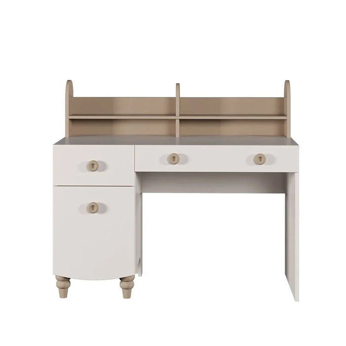 Caramel 2-Drawer 1-Door Study Desk and Hutch with USB - White/Brown - With 5-Year Warranty