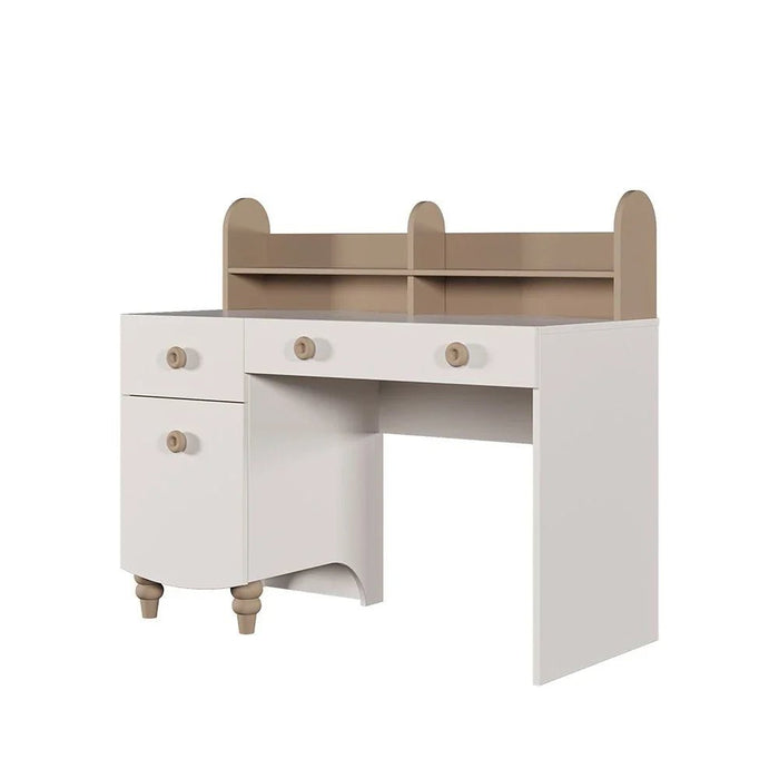 Caramel 2-Drawer 1-Door Study Desk and Hutch with USB - White/Brown - With 5-Year Warranty