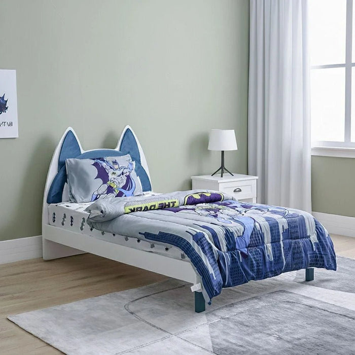 Knight 120x200 Bed with Upholstered Headboard - White/Teal Blue - With 5-Year Warranty