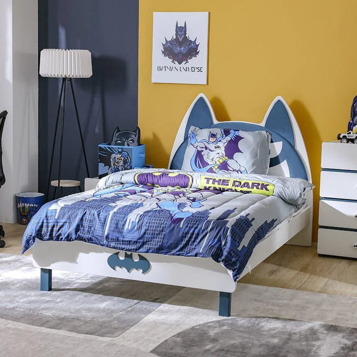 Knight 120x200 Bed with Upholstered Headboard - White/Teal Blue - With 5-Year Warranty